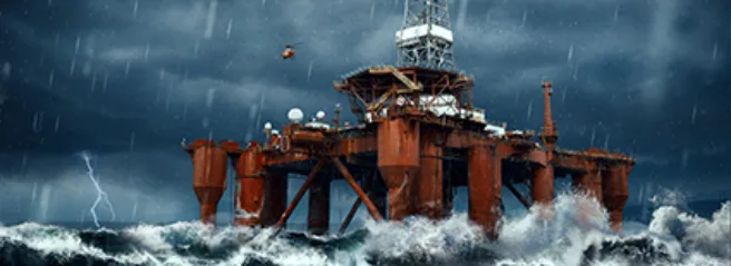 En offshore-plattform i storm